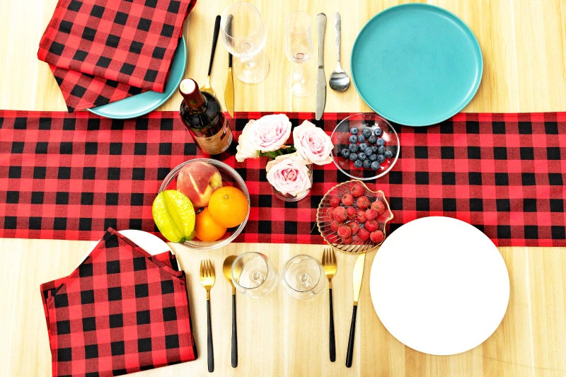 FIGEPO 4 Pack Buffalo Check Table Runners Red and Black Plaid Table Runner for Christmas Dinner, Lumberjack Party, Outdoor or Indoor Gatherings Table Home Decorations 12"x72" - Image 5